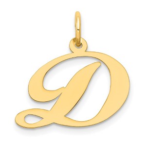 Black Bow Jewelry 14k Yellow Gold, Ella Collection Medium Fancy Script Initial D Pendant - 1 of 4
