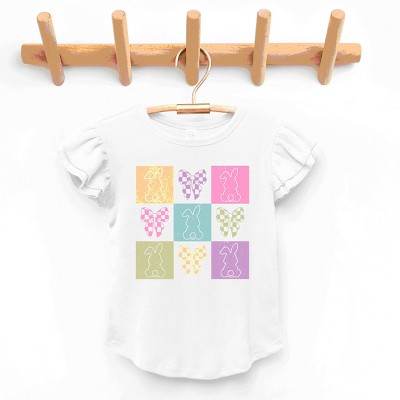 Simply Sage Market Checkered Bunny Outline Coquette Flutter Sleeve Tee