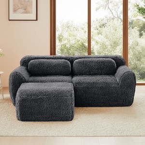 KWPZQEB Modular Sofa, Modern Plush Sectional Sofa with Deep Seat & Pillows, 2/3/4-Seater Comfy Couches w/ Anti-Slip Design for Living Rooms, 4 Color - 1 of 4
