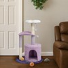 Gulches Purple 33 inch Flower Cat Tree Small Cats Plush Condo Curved Perch Sisal Posts Pom Pom Dangling Ball 11 lbs Tower Furniture - 4 of 4