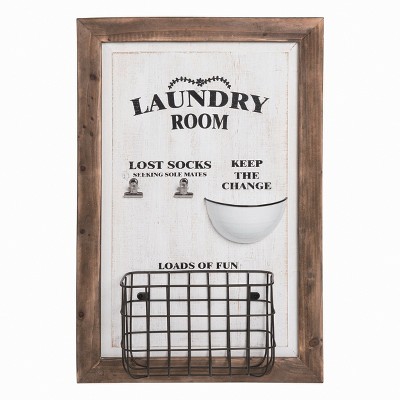 Transpac Wood 23" White Spring Laundry Room Humor Wall Accent