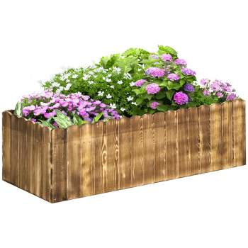 Outsunny 40" x 16" x 12" Raised Garden Bed, Raised Planter Box, Wooden Planter Raised Bed with Drainage Gaps & Lightweight Build