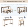 Lyngins 4-Piece Rustic Bar Table with USB Ports & 3 Stools Set, Faux Wood Grain Dining Bar Table & Chairs Set, Counter-Height Dining & Work Station - 4 of 4