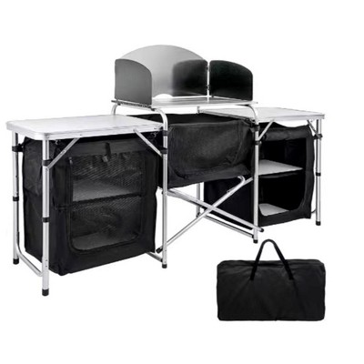 Mpm 6' Aluminum Portable Fold-up Camping Kitchen With Windscreen And 5 ...