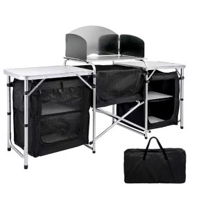 MPM 6' Aluminum Portable Fold-Up Camping Kitchen with Windscreen and 5 Enclosed Cupboards, Cook Station, for BBQ, Camping, Picnic, Backyard - 1 of 4