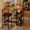 Dining Table Set for 2, Dining Table Set with 3-Tier Shelves, Bar Kitchen Table Set with 2 Padded Chairs, 3-Piece Kitchen Table Set - 3 of 4