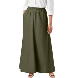 Jessica London Women's Plus Size Linen Maxi Skirt - 1 of 4