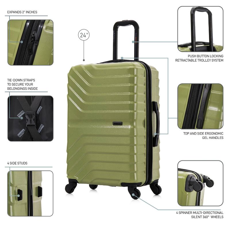 InUSA Aurum Lightweight Hardside Medium Checked Spinner Suitcase - Green, 4 of 19