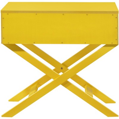 Yellow Croc Textured 1-Drawer X-Frame Nightstand