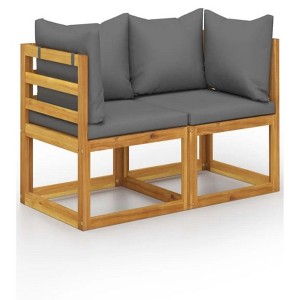 2-seater Patio Bench with Dark Gray Cushions - 1 of 4