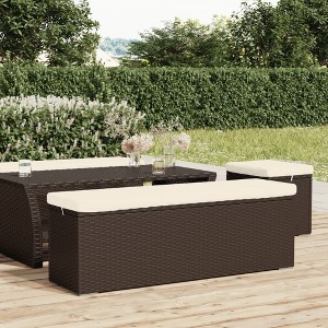 vidaXL Ottoman Bench with Cushion Brown 43.3 in.x11.8 in.x15.7 in. Poly Rattan - 1 of 4