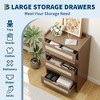 GustoWave Rustic Rattan 5 Drawers Dresser, 45 in Tall Boho Dresser with Golden Metal Handles, Chest of Drawers, Clothes Storage Cabinet - 2 of 4