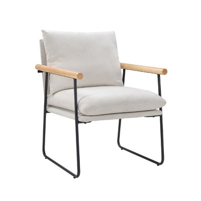 Syemin Accent Chairs Modern Upholstered Living Room Chair Comfy Reading Chair Vanity Chair Wood Armrests Single Sofa Chair, White, 23.82"*27.76"*31.5"
