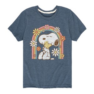 Boys' - Peanuts - Retro Flower Rainbow Short Sleeve Graphic T-Shirt - 1 of 4