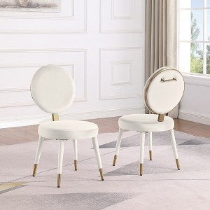 Beige Modern Dining Chair Set of 2 Luxury Upholstered Side Chair for Dining Room, Kitchen, Restaurant-Morden Fort - 1 of 4