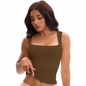 INSPIRE CHIC Women's Square Neck Plain Back Sleeveless Tank Tops Basic Fitted Camisoles - 1 of 4