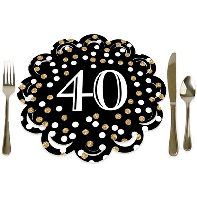 Big Dot of Happiness Adult 40th Birthday - Gold - Birthday Party Round Table Decorations - Paper Chargers - Place Setting For 12