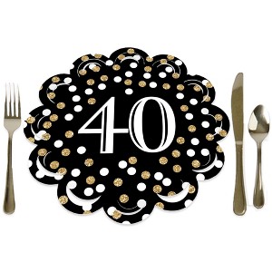 Big Dot of Happiness Adult 40th Birthday - Gold - Birthday Party Round Table Decorations - Paper Chargers - Place Setting For 12 - 1 of 4