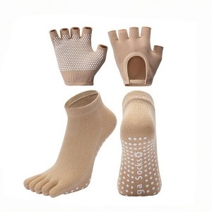 Anna-Kaci Yoga and Pilates Toe Sock and Fingerless Glove Set with Anti-Slip Grip and Breathable Stretch Fabric - 1 of 4