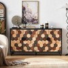 KWPZQEB Rectangular Stand TV, Distressed Storage Cabinet w/ Honeycomb Pattern, Farmhouse Side Tables w/ 4 Doors, Entertainment Center for Living Room - 2 of 4