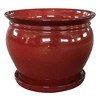 Southern Patio Wisteria 8 Inch Round Ceramic Indoor or Outdoor Garden Planter Pot with Saucer for Flowers and Plants, Red (4 Pack) - 2 of 4