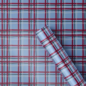 30” 25 sq ft Christmas Roll Wrap Red/Blue Plaid - Wondershop™ - 1 of 3