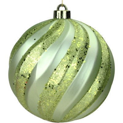 Northlight 6" Glitter Swirl Shatterproof Christmas Ball Ornament - Green