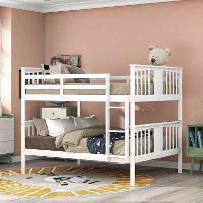 Streamdale Full over Full Bunk Bed with Ladder for Bedroom, Guest Room Furniture-White