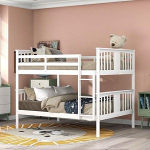 Streamdale Full over Full Bunk Bed with Ladder for Bedroom, Guest Room Furniture-White - 1 of 4