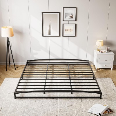 Metal Bed Frame, Low Profile Platform w/Steel Slats, No Box Spring Needed, Easy Assembly, Black