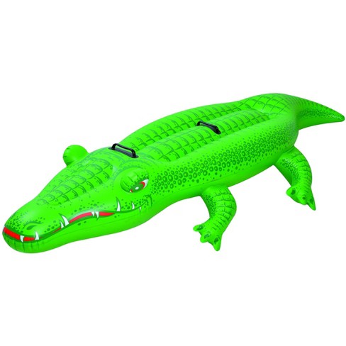 Pool Central 7' Inflatable Green Alligator Rider Swimming Pool Float