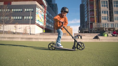 Black Adjustable LED Light-Up Kick Scooter with Wide Deck