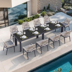 PURPLE LEAF Dining Set Patio Metal Table and Wicker Rattan Chairs for Outside Porch Garden Kitchen Modern Outdoor Furniture Sets - 1 of 4