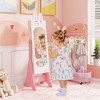 Costway Kids Vanity Set Princess Makeup Dressing Table and Chair Set with Jewelry Armoire White/Pink - 4 of 4
