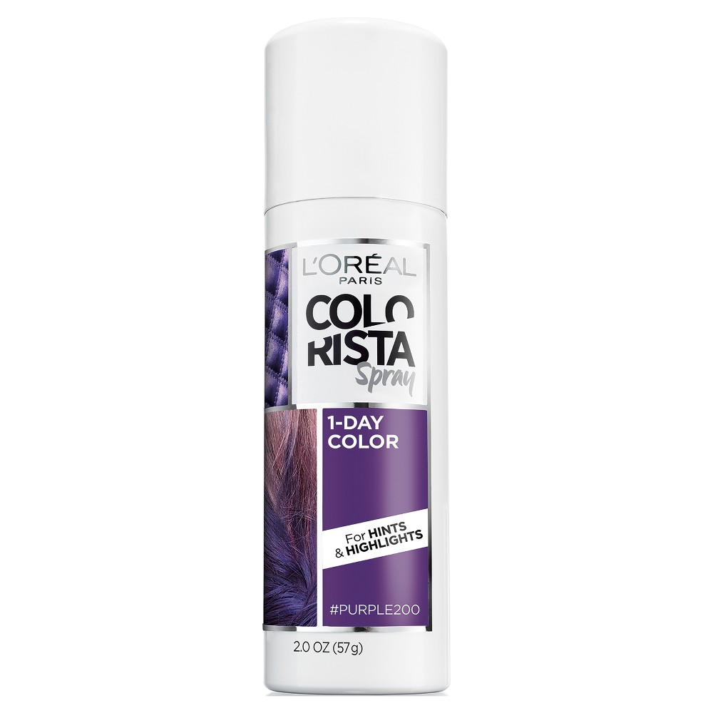 Photos - Hair Dye LOreal L'Oreal Paris Colorista 1-Day Hair Color Spray - Purple - 2.0oz 