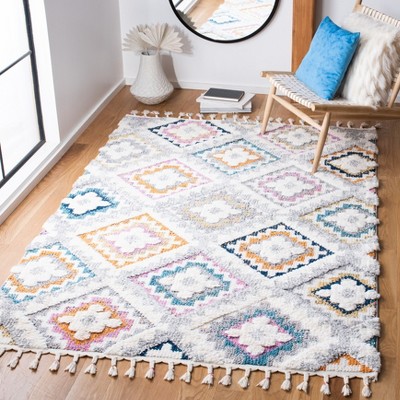 Moroccan Fringe Multicolor Synthetic Shag Area Rug