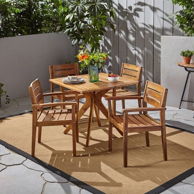 5pc Stamford Acacia Wood Patio Dining Set Teak - Christopher Knight Home