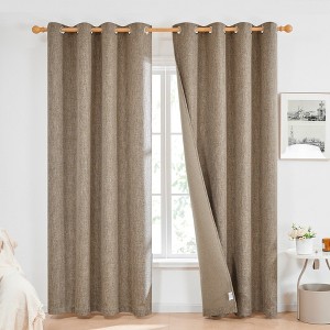 Deconovo Embroidered Leaf Farmhouse Sheer Curtains (2 Panels) - 1 of 4