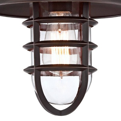 Marlowe Industrial Bronze Wall Sconce Set with Clear Glass Shade