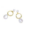 Guili Sterling Silver 14K Gold Plated Hoop Earrings adorned with Freshwater Pearls, adding a touch of timeless charm and modern elegance. - 2 of 3