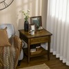 HOMCOM Vintage Farmhouse Side Table for Living Room Storage End Table with Antique Handle Drawer & Shelf, Wooden Side Table, Dark Coffee - 2 of 4