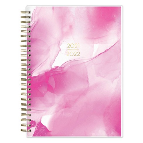 2021 22 Academic Planner Notes 5 875 X8 625 Flexible Plastic Cover Weekly Monthly Wirebound Alcohol Ink Pink White May Designs Target