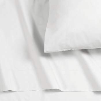 Tribeca Living Twin 300 Thread Count Cotton Percale Extra Deep Pocket Sheet Set Milk White