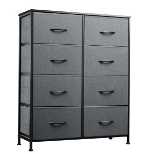 Aoibox Tall 8 Drawer Fabric Dresser with Storage Tower for Bedroom Closet Living Room Hallway Dark Gray Sturdy Chest - 1 of 4