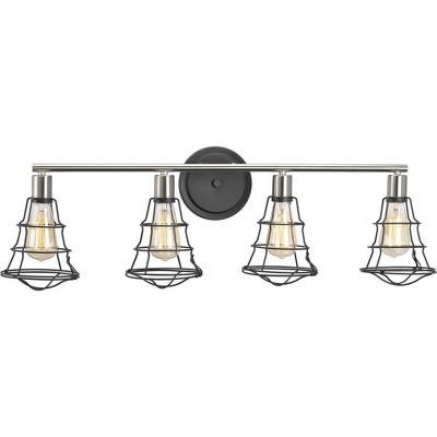 Progress Lighting Gauge 4-Light Bath Vanity in Graphite with Glass Shade