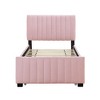 NicBex Twin/Full Upholstered Bed Frame with Velvet Headboard,Wood Platform Bed Frame with Twin Size Trundle,No Box Spring Needed,Easy Assembly - 4 of 4