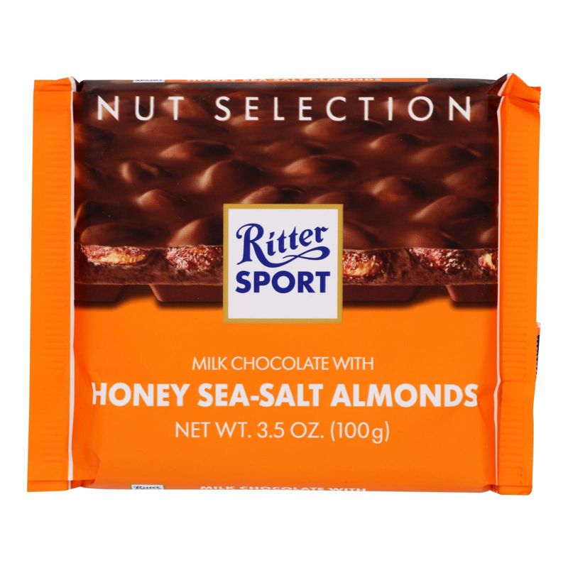Ritter Sport Milk Chocolate With Honey Sea-Salt Almonds Bar - Case of 11/3.5 oz, 2 of 8