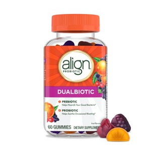 Align DualBiotic Prebiotic & Probiotic Daily Supplement Gummies - Natural Fruit  - 60ct - 1 of 4