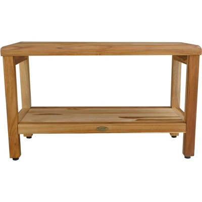 Eleganto 30" Natural Teak Shower Bench with Shelf