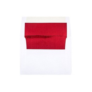 JAM Paper A2 Foil Lined Invitation Envelopes 4.375 x 5.75 White with Red Foil 72158 - 1 of 2